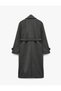 Trench Coat Kaşe Double-Breasted Belted Pocket Long Sleeve - 5