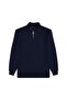 Unisex 3-Pack Navy Blue-Brown-Green Relax Fit Cotton Half-Zip Mock Neck Sweatshirt - 2