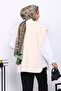 Cream Color Studded Detailed Cashmere Vest - 4