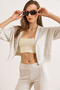 Women's Snow Melange Modal Buttoned Hooded Zippered Flowy Sweatshirt Swt-19000774 - 2
