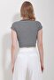 Black Square Neck Striped Crop Blouse Alc-X11550 - 5