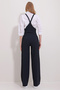 Navy Blue Double Pocket Strap Lycra Salopet Jumpsuit Alc-X11539 - 5