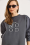 Women's Smoked Good Mood Embroidered Fleece-Lined Comfortable Fit Sweatshirt Swt-19000776 - 3