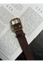 Trace Quadrilateral Patterned Suede Women's Gold Buckle Belt Jacket Belt Dress Belt Trouser Belt - 3