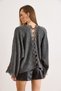 Women's Anthracite 2 Ways Wearable Lace Detailed Loose Knitwear Sweater Kzk-19001058 - 6