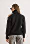 Women's Black One-Shoulder Low-Cut Thick Knit Sweater with Accessories Kzk-19001052 - 5