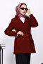 Burgundy Double-Breasted Collar Double Buttoned Cashmere Coat