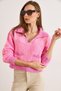 Women's Pink Polo Neck Pocket Textured Crop Knit Sweater Kzk-19001056 - 3