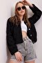 Black Crop Denim Jacket Alc-X3631-Rv