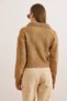Women's Camel Polo Neck Pocketed Textured Crop Knit Sweater Kzk-19001056 - 2