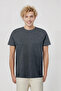 Dark Gray Melange Crew Neck Short Sleeve Men's T-Shirt William