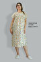 Printed Cotton Multicolor Nighty - Round Lace Neck - 2
