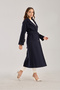 Navy Blue Regular Belted Cashmere Coat