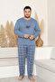 Plus Size Cotton Long Sleeve Plaid Checkered Men's Pajama Set - 2