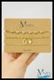 Triple Chain Bracelet Set |   Gold Color |   In Row Heart |   Pearl Detailed |   Women's Jewelry Accessory