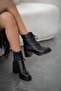 Viva Women's Lace-Up Genuine Leather Heeled Boots Black - 5
