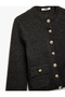 Gold Button Detailed Long Sleeve Crew Neck Knitwear Cardigan with Pockets - 3