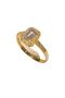 Bagette Ring with Zircon Stone Gold Steel Adjustable - 4