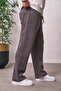 Men's Baggy Fit Green 3 Thread Fleece-Lined Smoked Sweatpants Ke-7031