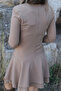 Camel v-neck long sleeve flared dress - 4