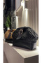 Wicker Clutch Portfolio Handbag with Black Leather Accessories (35X22Cm)