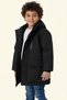 Boy's black fur-lined water and windproof k Hooded winter coat & parka