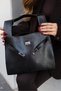 Shopper Bag Shoulder Bag with Belt Accessory Black - 2