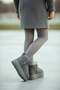 Smoked Children's Fur Thick Heeled Suede Short Ankle Boots Ug02 - 4