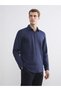 Front Button Closure Plain Long Sleeve Men's Shirt
