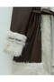 Leather Jacket with Fur Collar and Sleeves, Fur Lining and Belt - Brown - 4