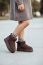Brown Children's Fur Thick Heeled Suede Short Ankle Boots Ug02