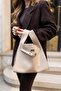 Shopper Bag Shoulder Bag with Belt Accessory Cream - 6