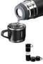 Stainless Steel Black Thermos Set with 3 Cups - Hot/Cold Beverage Solution with Vacuum Lid - 4