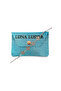 Genuine Leather Blue Leopard Minimal Card Holder Silver Women's Eternity Bracelet