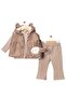 Winter Rabbit Embroidered, 3-Piece Inflatable Vest Plush, Welsoft Lined, Thick 3 Thread Baby Girl Set - 2