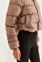 Women's Mock Neck Short Puffer Coat Powder - 4