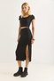 Women's Crop and Skirt Slit Two-Piece Set Black - 2