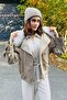 Women's Plush Collar Special Design Short Trench Coat Khaki - 4