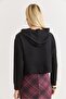 Women's Hooded Plain Casual Sweatshirt Black - 6