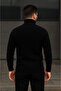 Men's turtleneck pullover knit sweater, cotton blend thick Corded Fabric woven, regular fit long sleeve winter style - black - 2