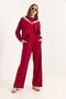 Women's Modal Fabric Wide Leg Tracksuit Set Burgundy