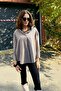 Women's Striped Oversized Satin Suede Soft Textured Shirt Mink - 2