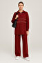Zipped Stand-Up Collar Knitwear Suit with Pants - 2