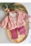 Thick Winter 3-Piece Baby Girl Set, Muslin Surface Coat, 3 Thread Fleece-Lined Pants - 2