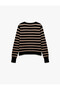 Long Sleeve Crew Neck Striped Knitwear Cardigan - 4