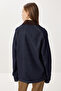 Velvet Collar Long Denim Jacket Lri0025 Dark Blue - 6