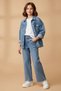 My Little One's Cicileri Line Stone Detailed Girls' Soft Denim Pants - Blue