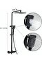 Shower Mixer Set with Wall-Mounted System, Large Overhead and Multifunction Handheld, Black - 2