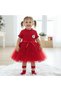 Girl's new year's christmas santa claus red dress and stocking set