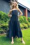 Dark Anthracite Layered Flounce Strap Dress with Bead Accessories Alc-X12333